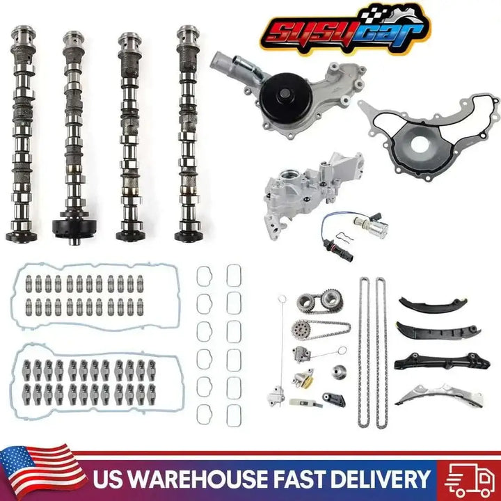 SUSUCAR Camshaft, Lifters, Timing Chain & Water Pump Kit for Chrysler Dodge Ram Jeep 3.6L Pentastar 2011–2016