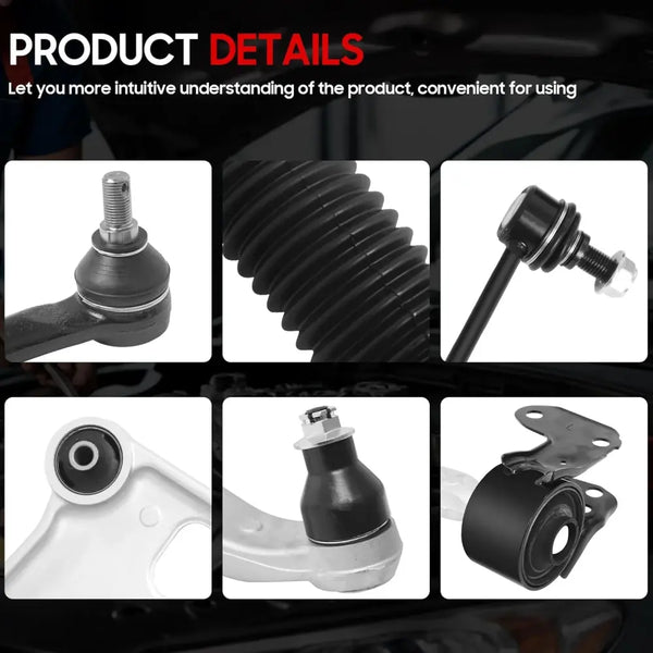 Front Suspension Kit with Lower Control Arms, Ball Joints & Tie Rods for Honda Pilot Acura MDX 2014-2021