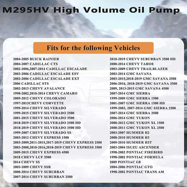 SUSUCAR M295HV New Oil Pump For Chevy Chevrolet Silverado GMC LS1 LS2 LS6 4.8 5.3 5.7 6.0 Engines High Volume