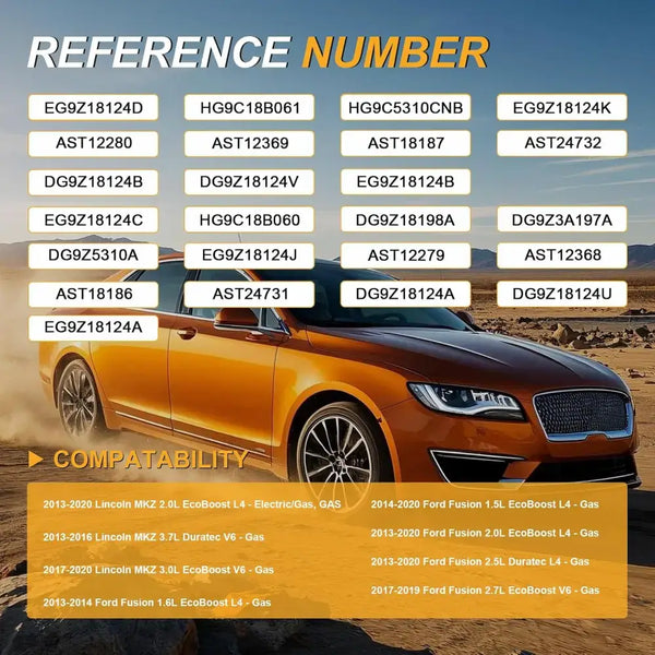 Front Electronic Loaded Strut Assemblies for 2013-2020 Lincoln MKZ and Ford Fusion - OE reference and engine fitment chart