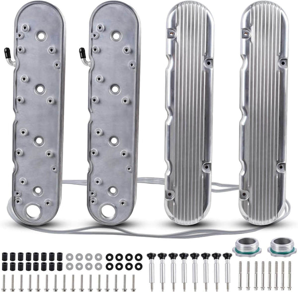 SUSUCAR Aluminum Valve Coil Mount Cover for Chevy Small Block SB V8 293 325 376 Aluminum Valve Covers - Silver LS1LS3 LS7