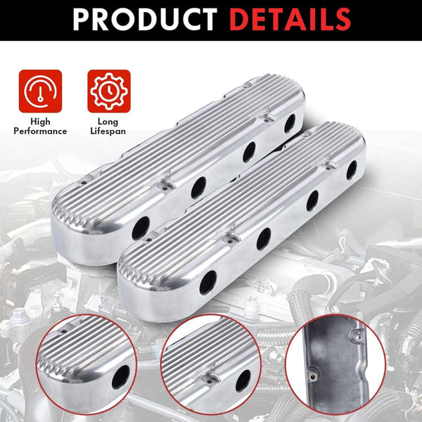 SUSUCAR Aluminum Valve Coil Mount Cover for Chevy Small Block SB V8 293 325 376 Aluminum Valve Covers - Silver LS1LS3 LS7
