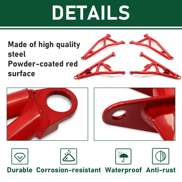 Front High Clearance A-Arms for Polaris RZR XP 1000 steel and powder-coated details