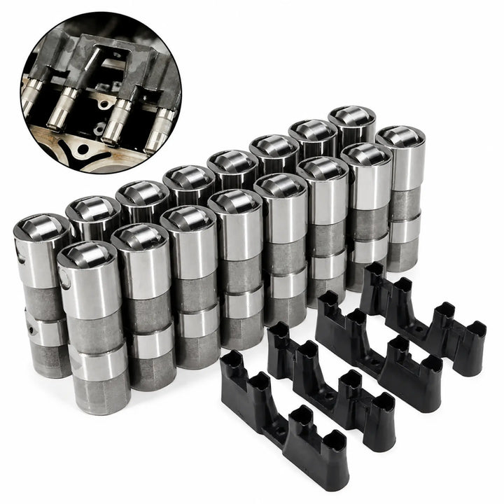 16 Hydraulic Roller Lifters & 4 Guide Trays for Chevy GMC 5.3L 6.0L LS/LQ V8