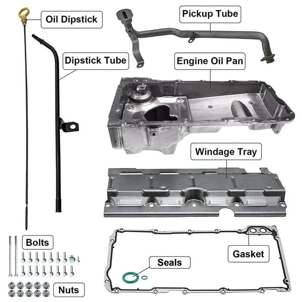 SUSUCAR Performance Aluminum Oil Pan Kit for Chevrolet GM LS1 LS3 LSA LSX 5.0L 5.3L 5.4L 5.7L 1955-1987 Replacement 19212593
