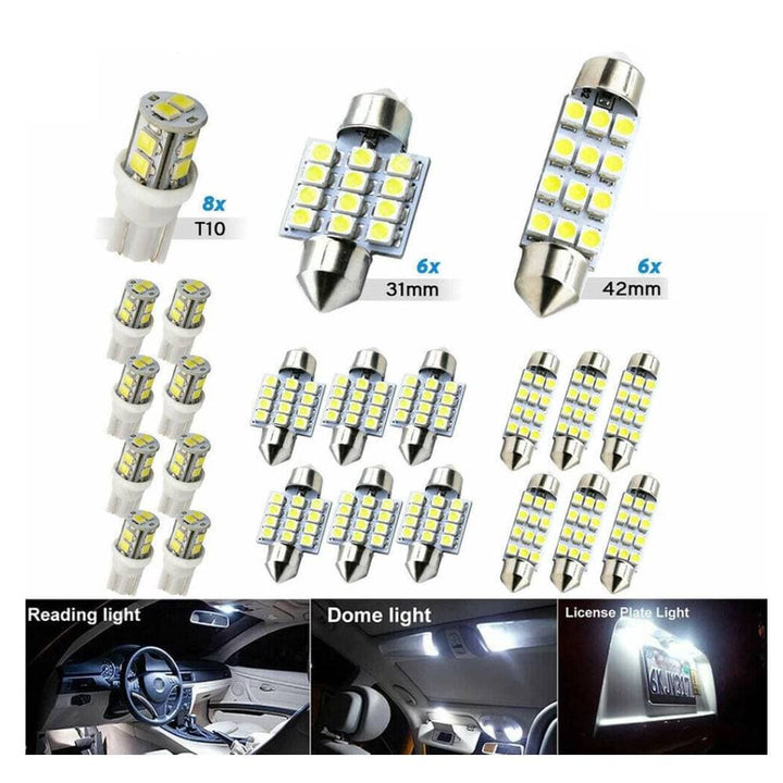 20Pcs 6000K LED Interior Light Bulbs Kit, Dome Map Trunk Plate Lights for Honda Toyota SUVs & Trucks