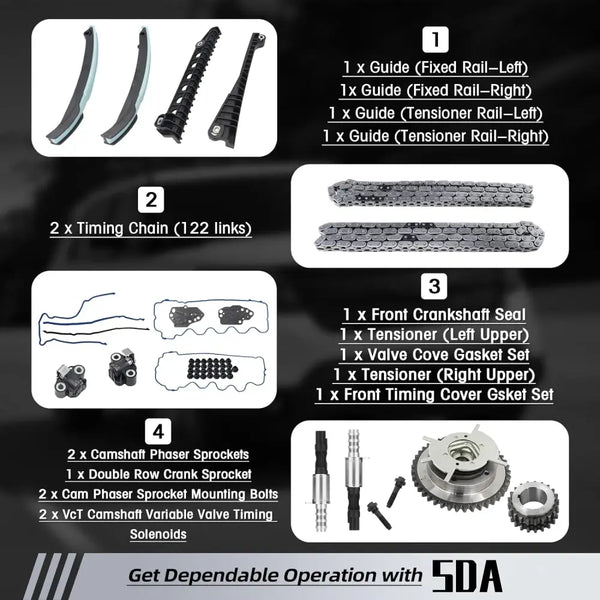 5.4L Engin Timing Chain Kit with Oil Pump & Water Pump for Ford F-150 F-250 Expedition 5.4L 2004-2008