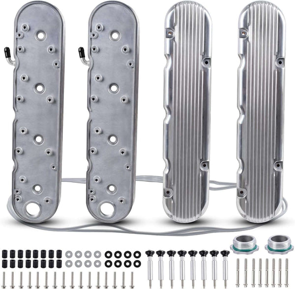 Valve CoversAluminum Valve Coil Mount Cover for Chevy Small Block SB V8 293 325 376 Aluminum Valve Covers - Silver LS1LS3 LS7
