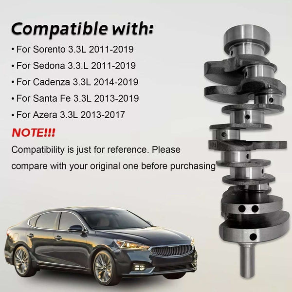 Crankshaft with Main Rod Bearing Set for 11-16 Hyundai Santa Fe Kia Sorento 3.3L
