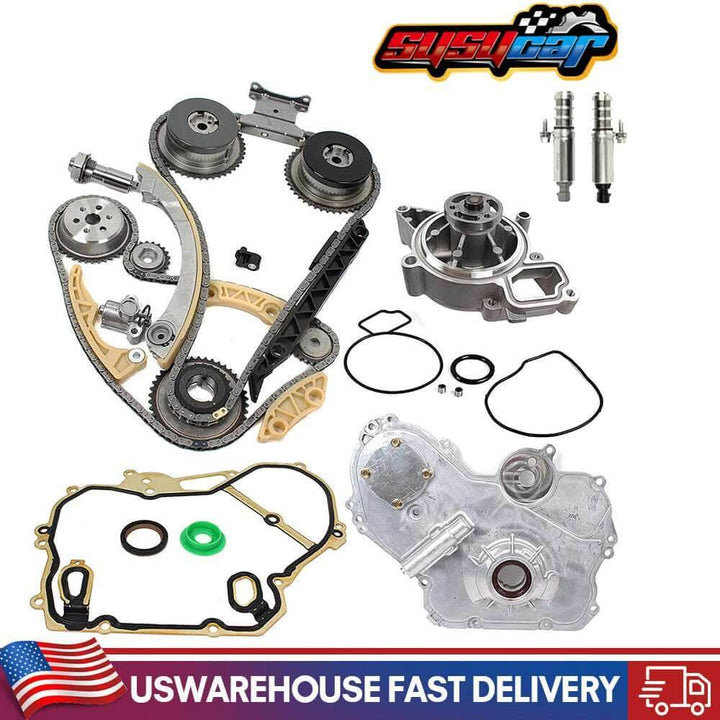 SUSUCAR For Chevrolet GM Ecotec 2.0L 2.4L Timing Chain Kit VCT Selenoid Actuator Gear Oil & Water Pump kit