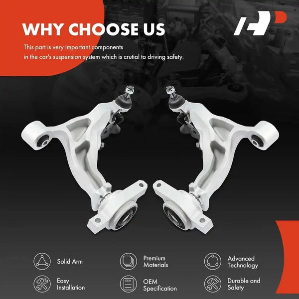 2PCS Front Lower Control Arms with Ball Joints for Infiniti Q50 Q60 EX35 EX37 QX50 / Nissan 370Z RWD (2009–2020) – Replace 54501-1BD2B & 54500-1BD2B