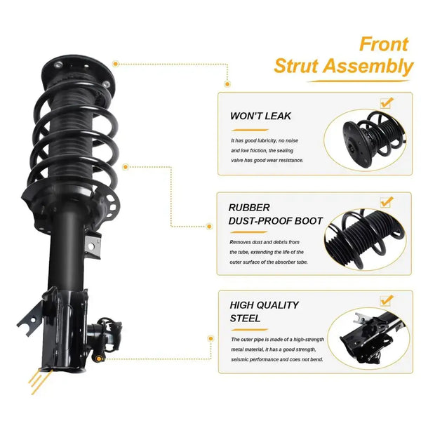 Front Electronic Loaded Strut Assemblies for 2013-2020 Lincoln MKZ and Ford Fusion - coil spring, upper mount and strut construction