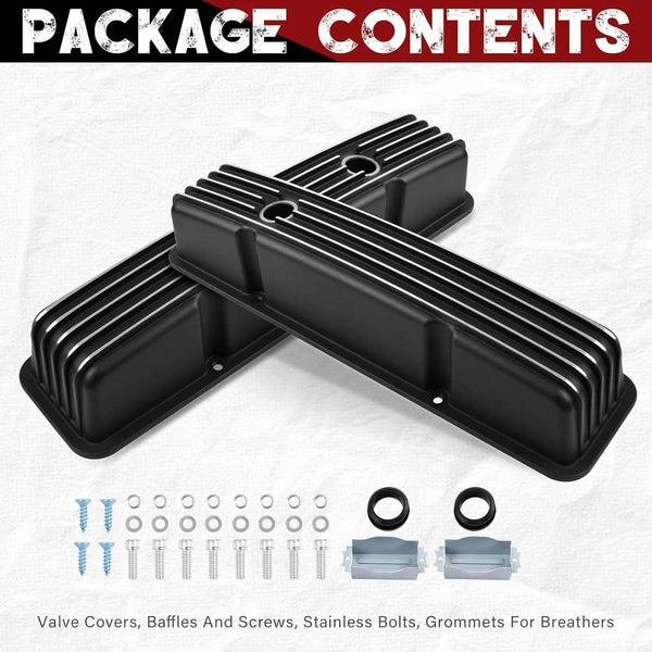 SUSUCAR New Black Aluminum Tall Valve Covers for Chevy SBC 1958-1986 283 302 305 327 350 383 400