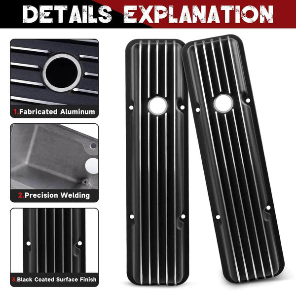 SUSUCAR New Black Aluminum Tall Valve Covers for Chevy SBC 1958-1986 283 302 305 327 350 383 400