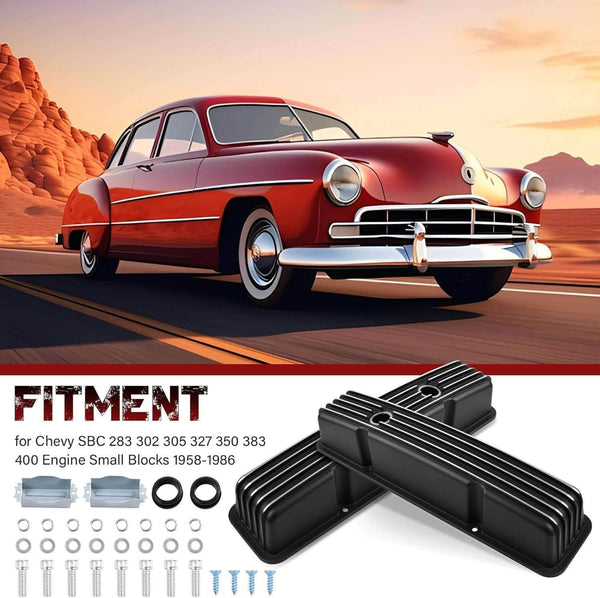 SUSUCAR New Black Aluminum Tall Valve Covers for Chevy SBC 1958-1986 283 302 305 327 350 383 400