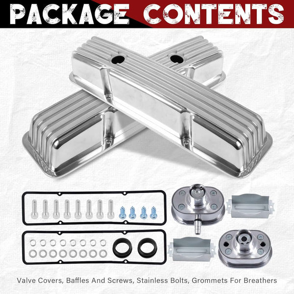 SUSUCAR Polished Aluminum Tall Valve Covers for Chevy SBC 283 302 305 327 350 400 1958-1986