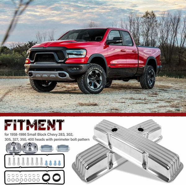 SUSUCAR Polished Aluminum Tall Valve Covers for Chevy SBC 283 302 305 327 350 400 1958-1986