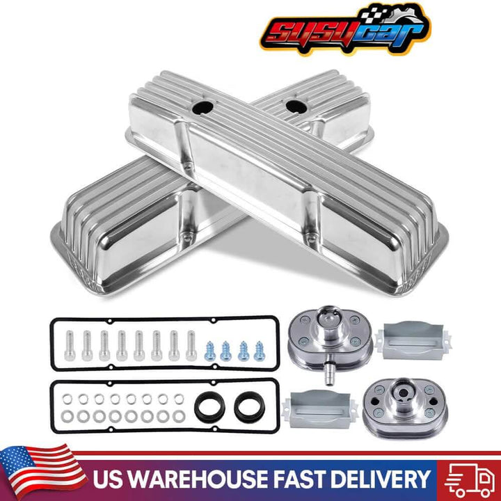 SUSUCAR Polished Aluminum Tall Valve Covers for Chevy SBC 283 302 305 327 350 400 1958-1986