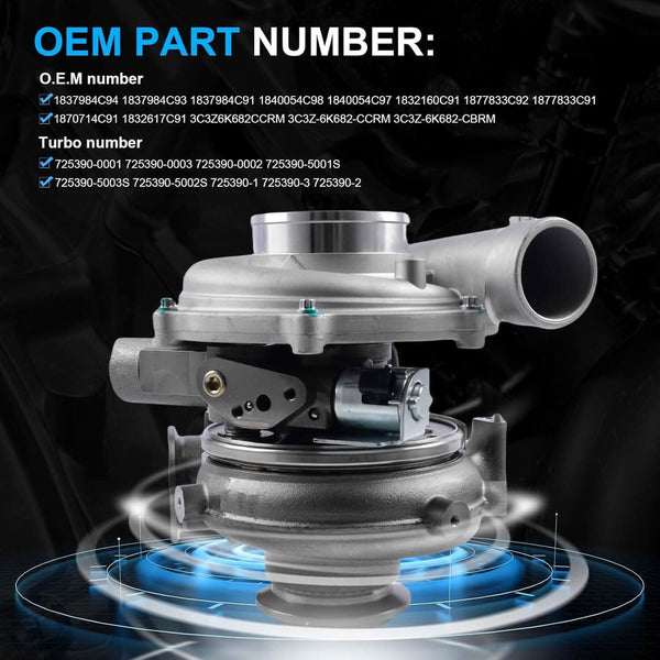 GT3782VA VGT Turbocharger for 2003-Early 2004 Ford 6.0L Power Stroke reference numbers