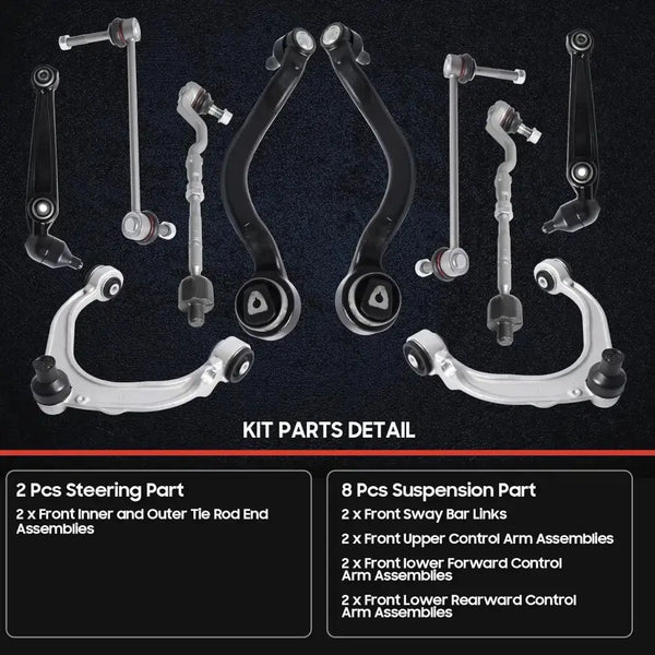 10 Pcs Front Steering & Suspension Kit for BMW X5 X6 ten-component parts layout