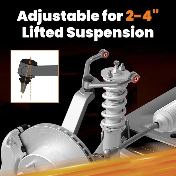 Pair of front upper control arms for lifted Ram 1500 trucks