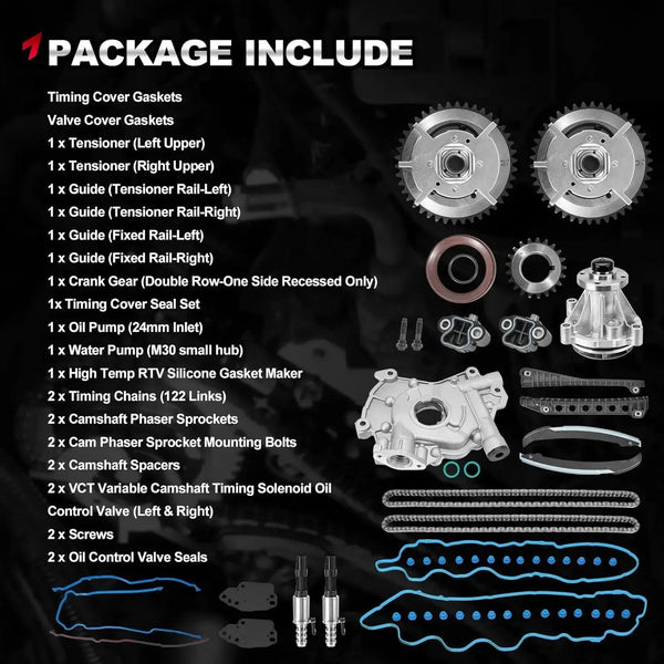 5.4L Engin Timing Chain Kit with Oil Pump & Water Pump for Ford F-150 F-250 Expedition 5.4L 2004-2008