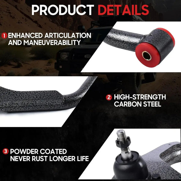 Upper Drop Alignment Control Arms for Silverado Sierra 1500 2WD powder-coated steel construction