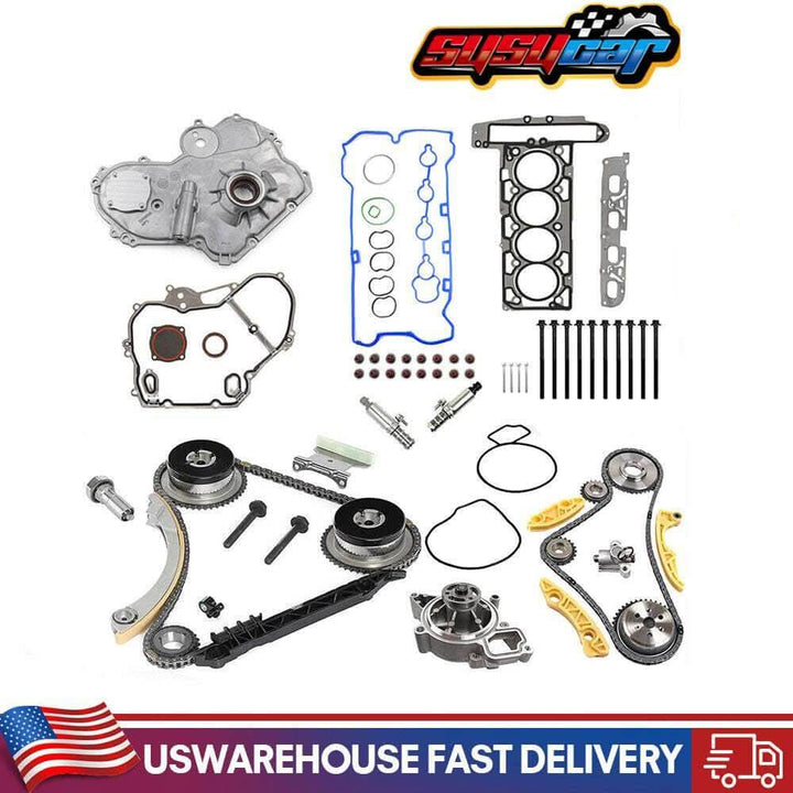 SUSUCAR For Buick Chevrolet GM Ecotec 2.0L 2.4L Timing Chain Kit Oil Pump Selenoid Actuator Gear Cover