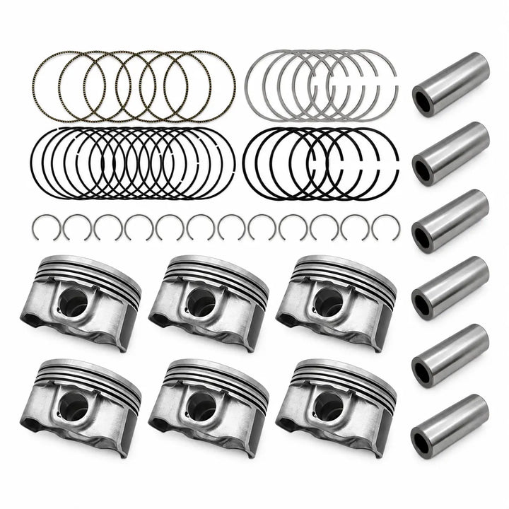 6-Piston STD 3.3L G6DH Piston & Ring Kit - complete package contents